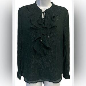 Elegant Hunter Green‎ Ruffle Blouse